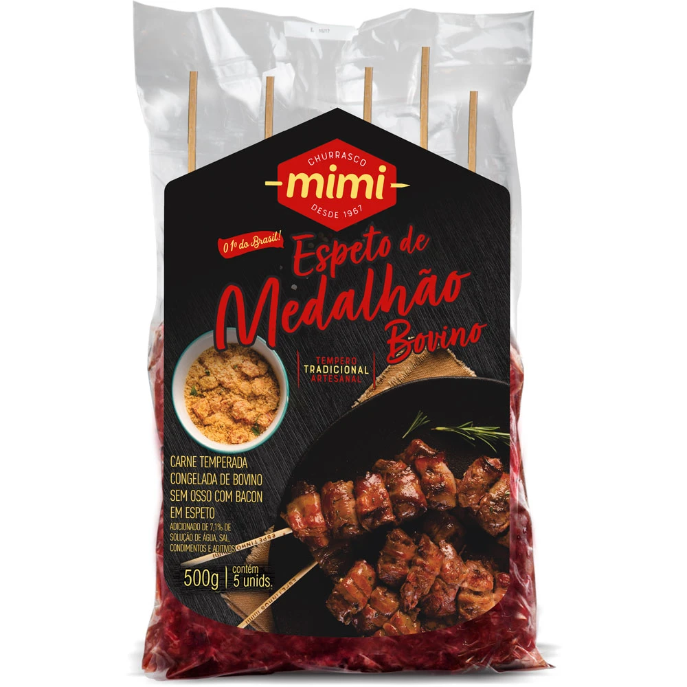 Espetinho Medalhão Bovino Mimi 500g (Pacote com 5 espetos)