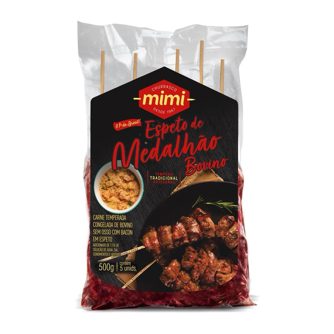 Espetinho Medalhão Bovino Mimi 500g (Pacote com 5 espetos)