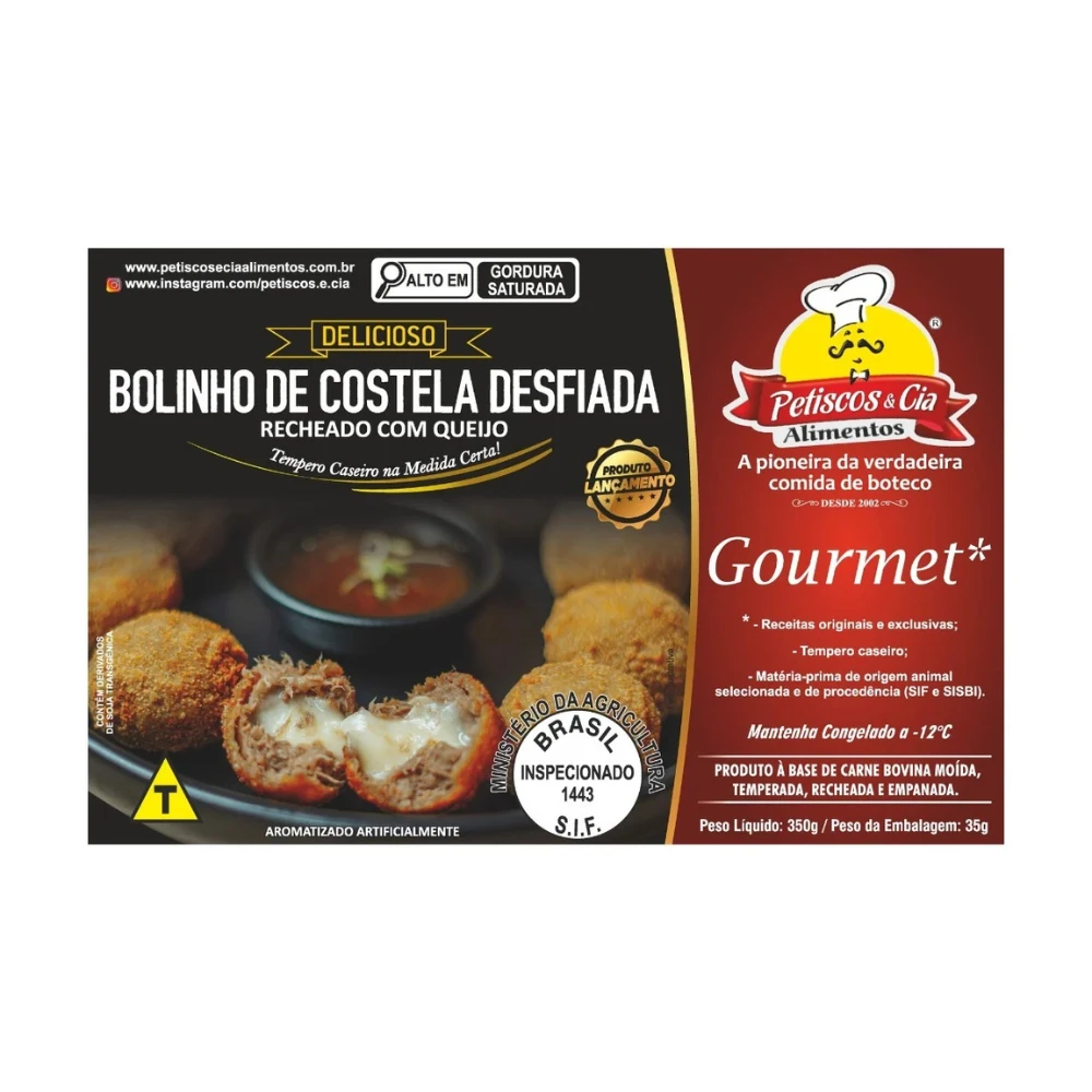 Bolinho de Costela Desfiada com Queijo Petiscos & Cia 350g