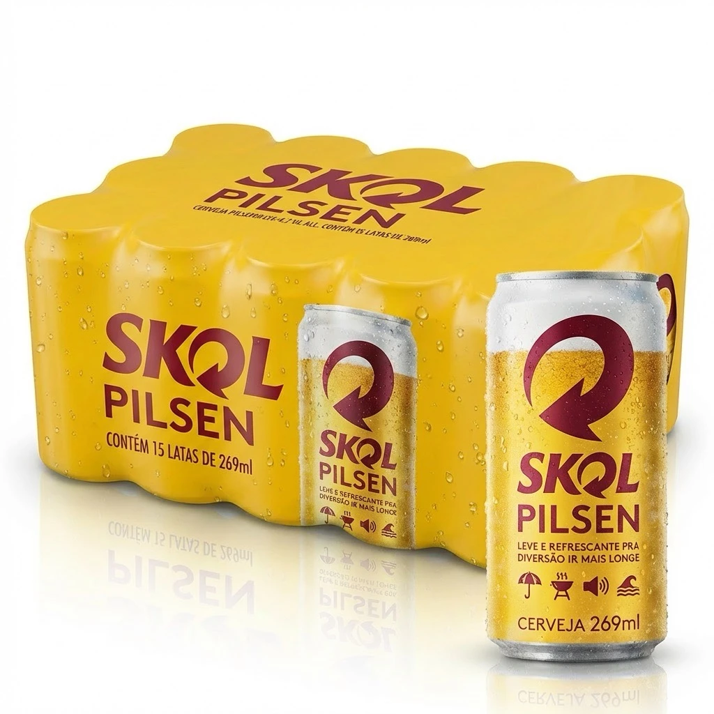 Skol Pilsen 269ml (Pack com 15 Latas)