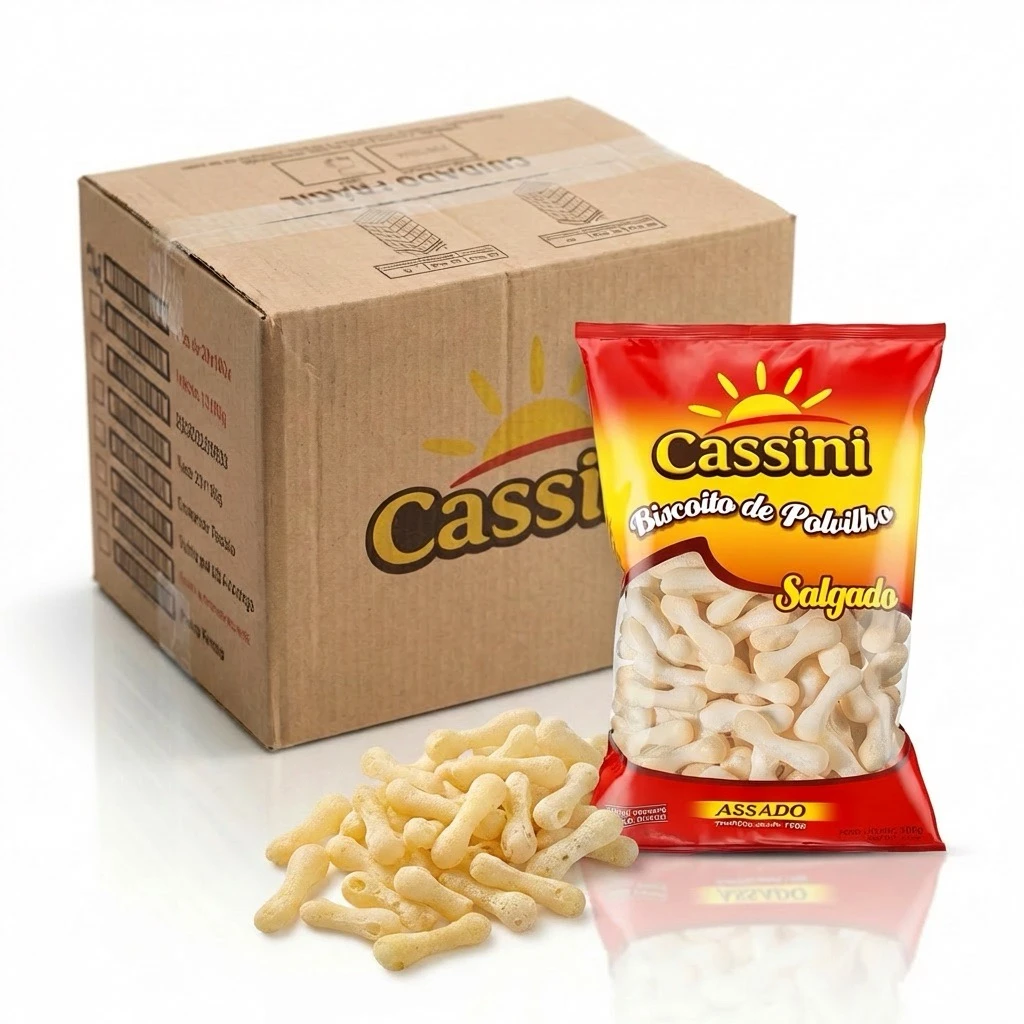Biscoito de Polvilho Tradicional Sal Cassini 100g (Caixa com 25 Unidades)