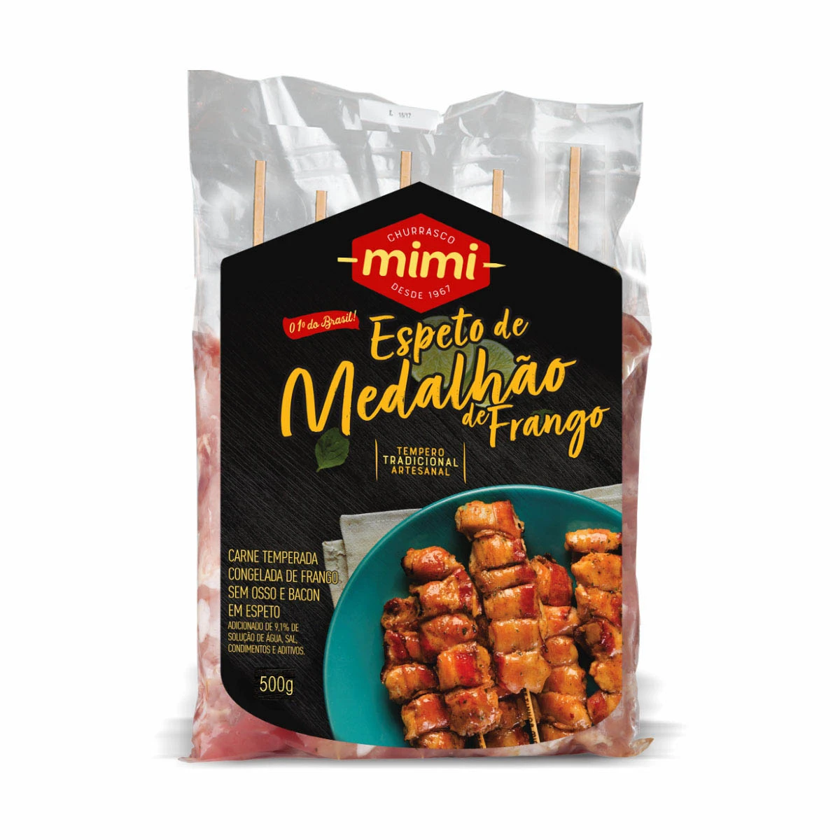 Espetinho Medalhão de Frango Mimi 500g (Pacote com 5 espetos)
