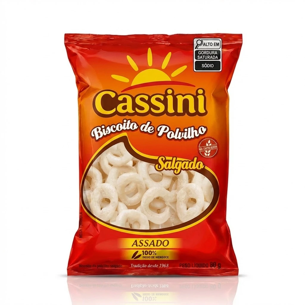 Biscoito de Polvilho Tradicional Sal Formato Argola Cassini 80g (Unitário)