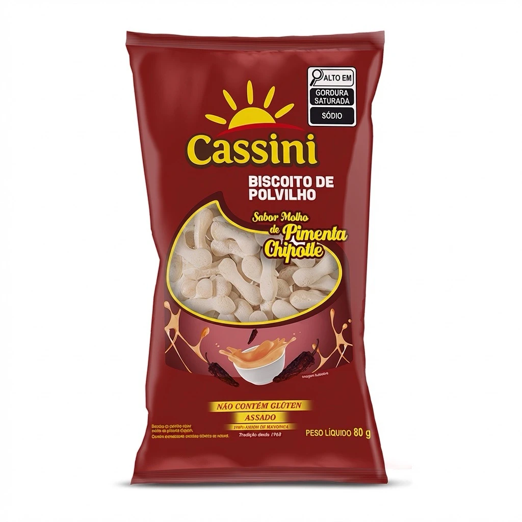 Biscoito de Polvilho Sabor Pimenta Chipotle Picante Cassini 80g (Unitário)