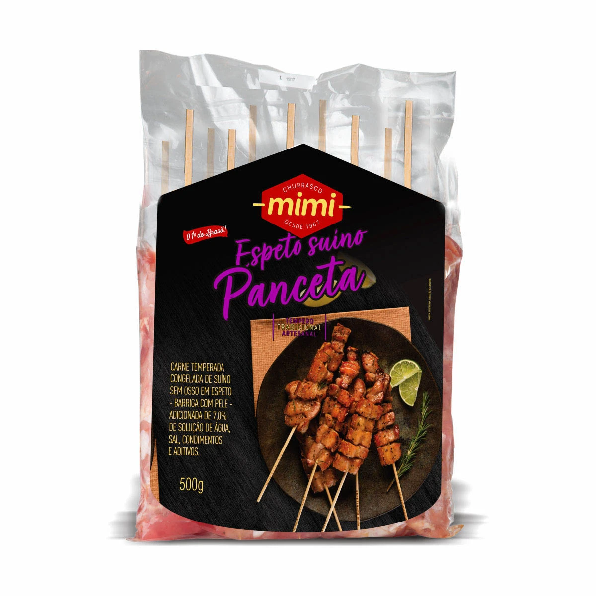 Espetinho Panceta Suína Mimi 500g (Pacote com 5 espetos)