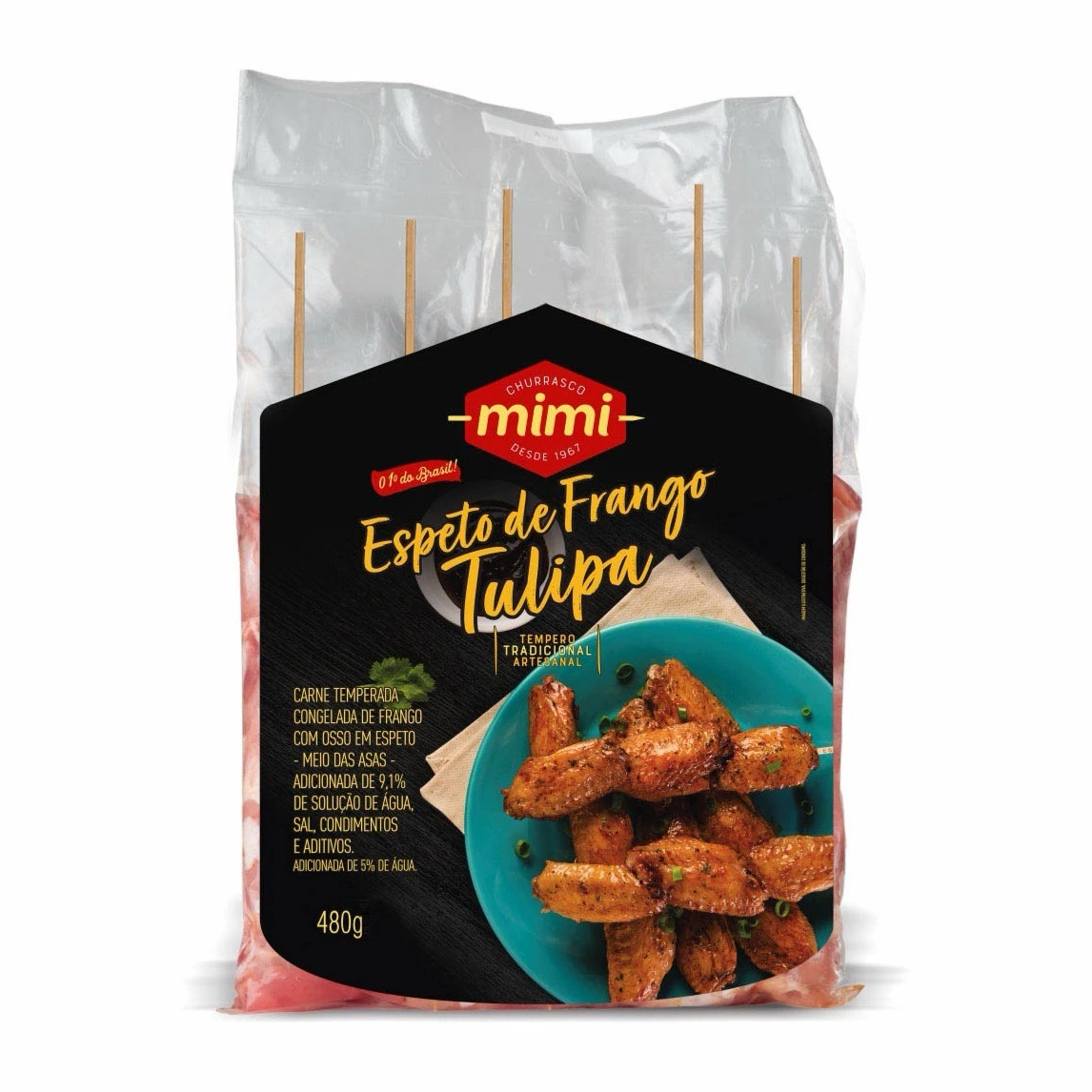 Espetinho Tulipa de Frango Mimi 480g (Pacote com 5 espetos)