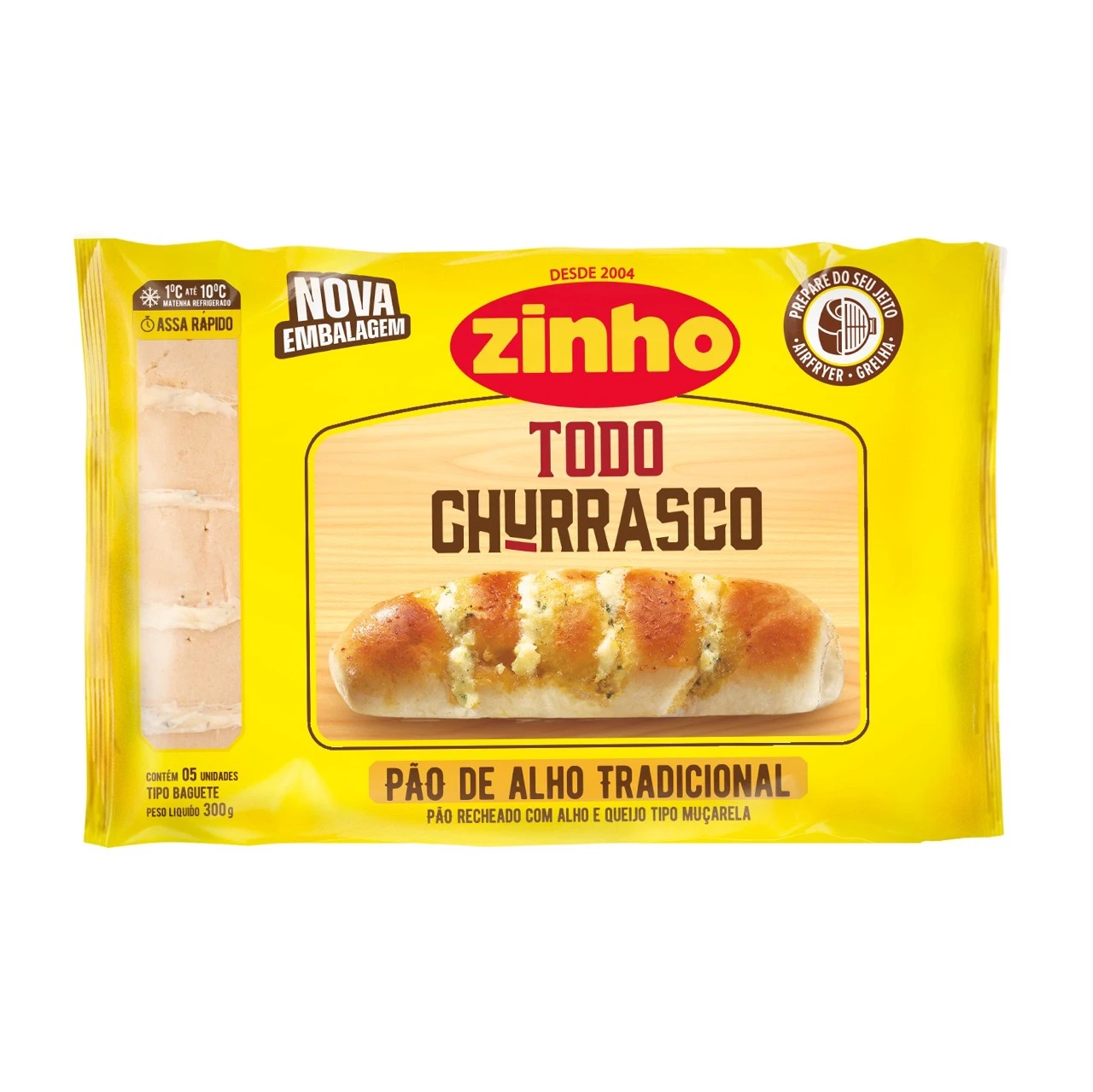 Pão de Alho Baguete Tradicional Air Fryer Zinho 300g (Pacote)