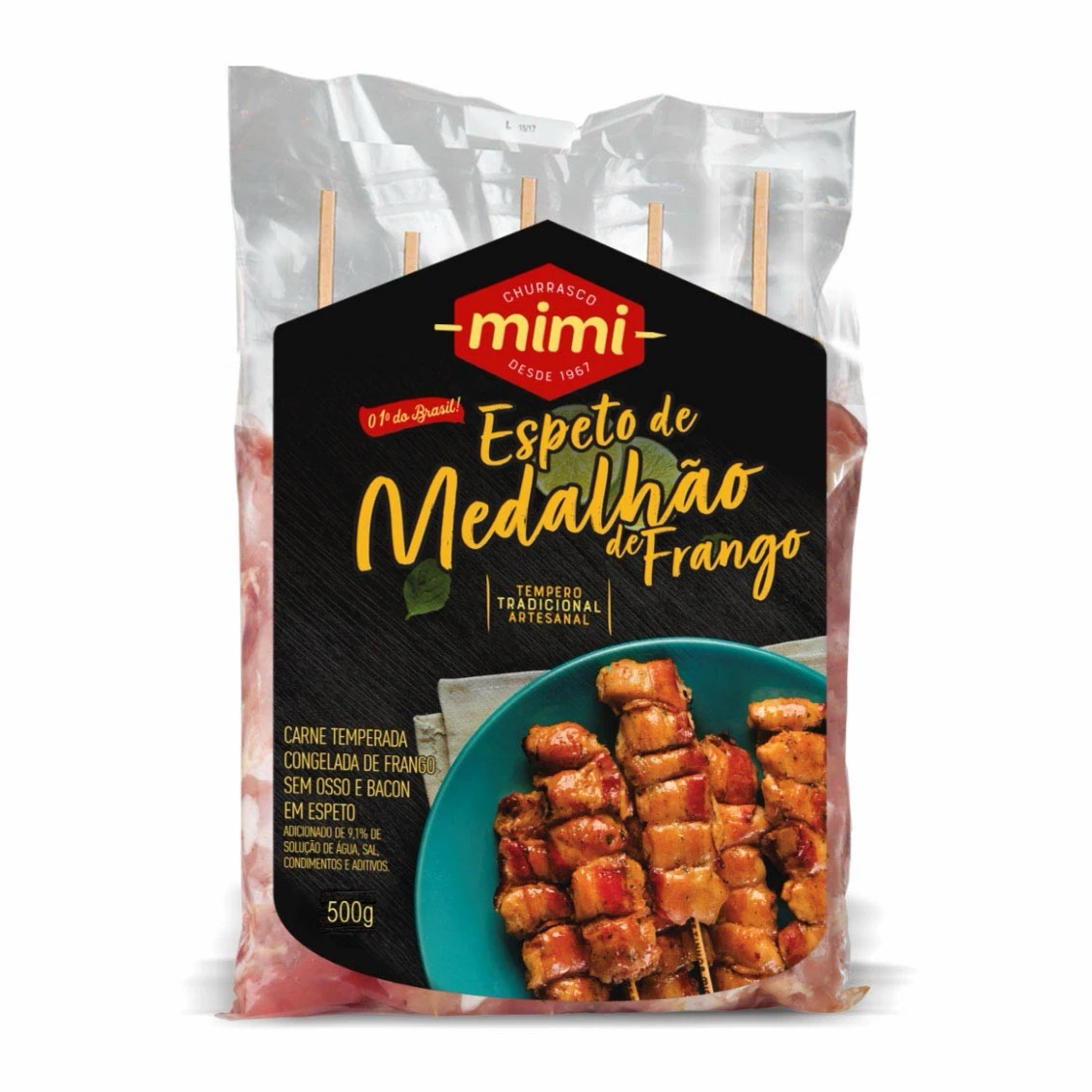 Espetinho Medalhão de Frango Mimi 500g (Pacote com 5 espetos)