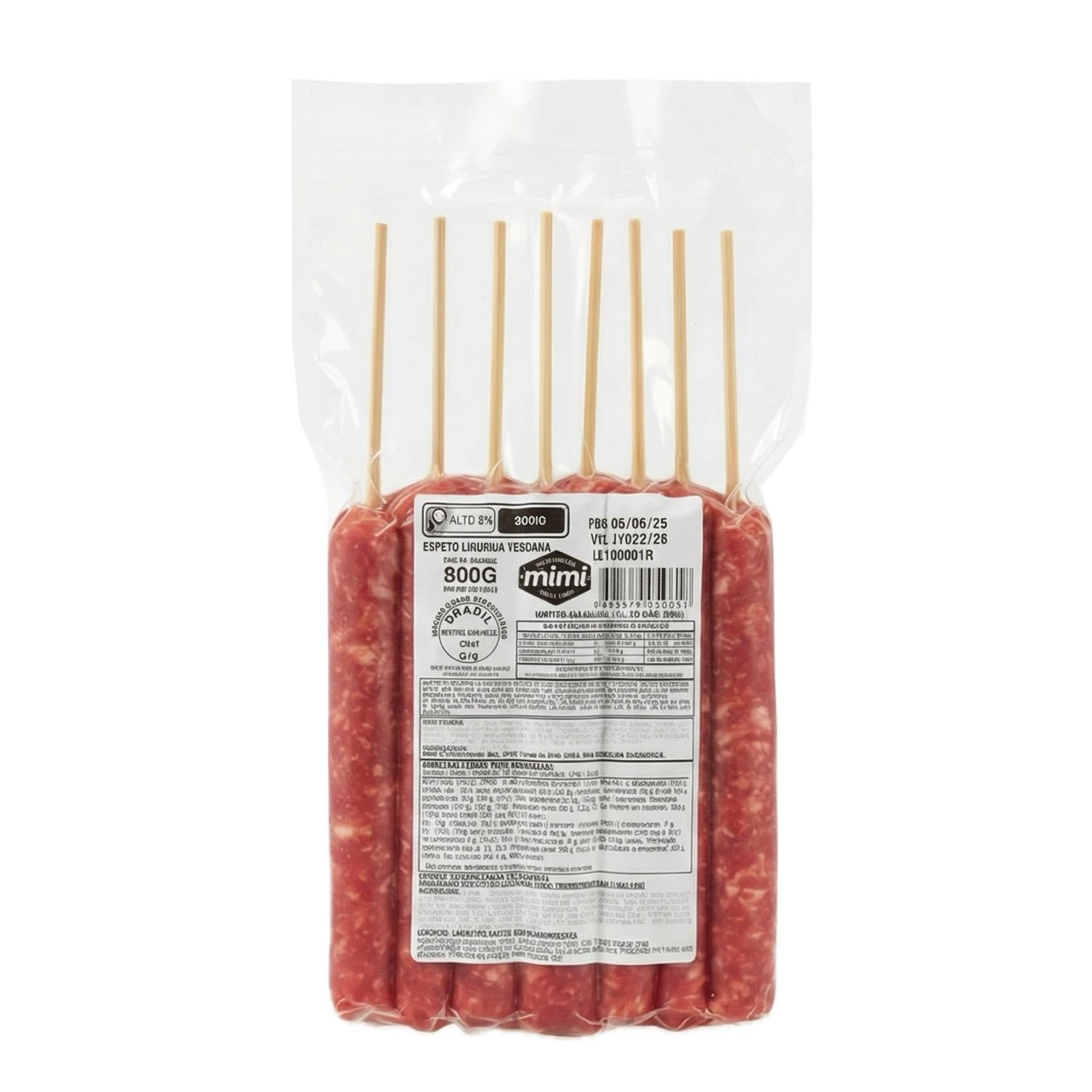 Espetinho Linguiça Toscana Mimi Pacote 800g (Pacote com 10 espetos)