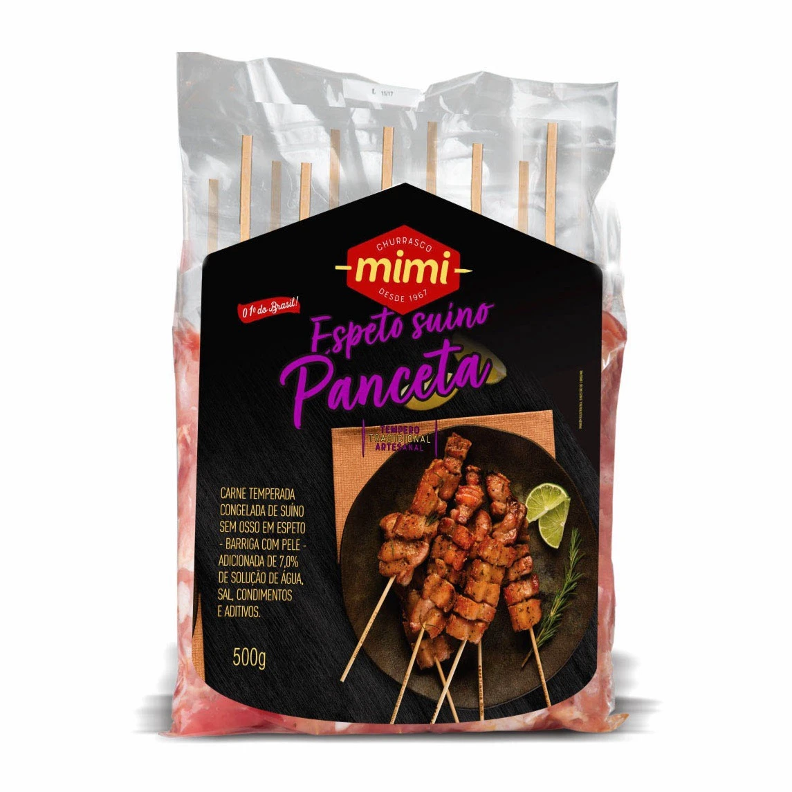 Espetinho Panceta Suína Mimi 500g (Pacote com 5 espetos)