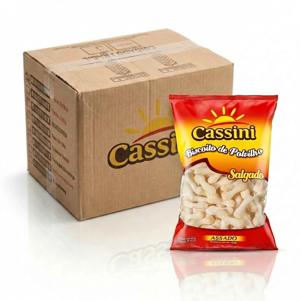 Biscoito de Polvilho Tradicional Sal Cassini 40g (Caixa com 60 Unidades)