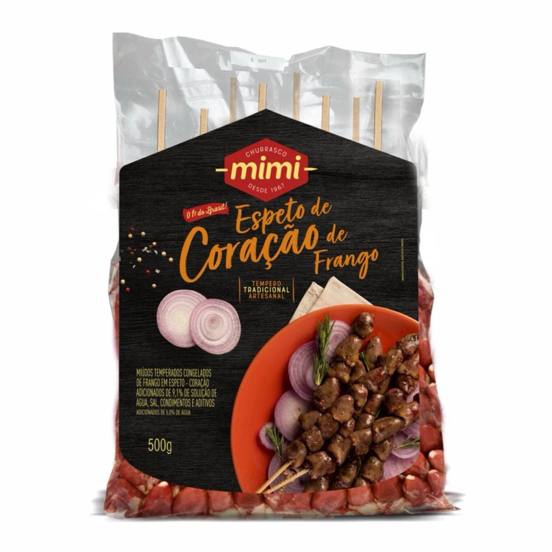 Espetinho Coração de Frango Mimi 500g (Pacote com 7 espetos)