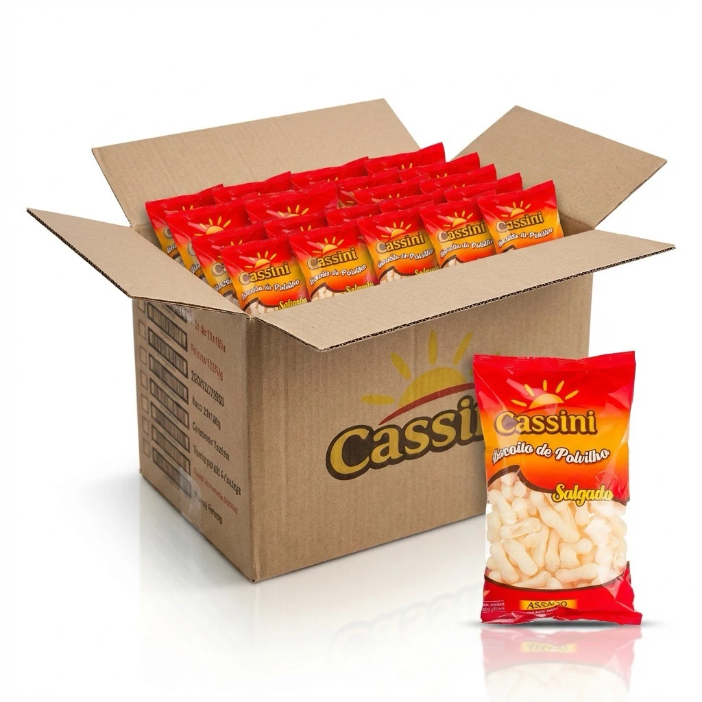 Biscoito de Polvilho Tradicional Sal Cassini 40g (Caixa com 25 Unidades)