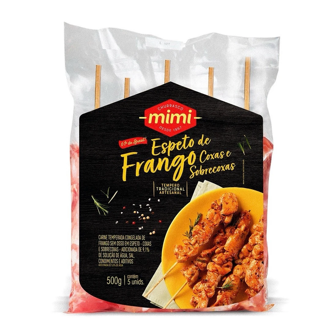 Espetinho Frango Peito Mimi 500g (Pacote com 5 espetos)