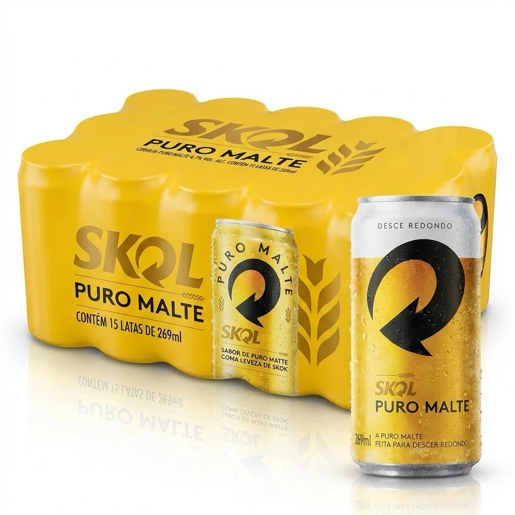 Skol Puro Malte 269ml (Pack com 15 Latas)