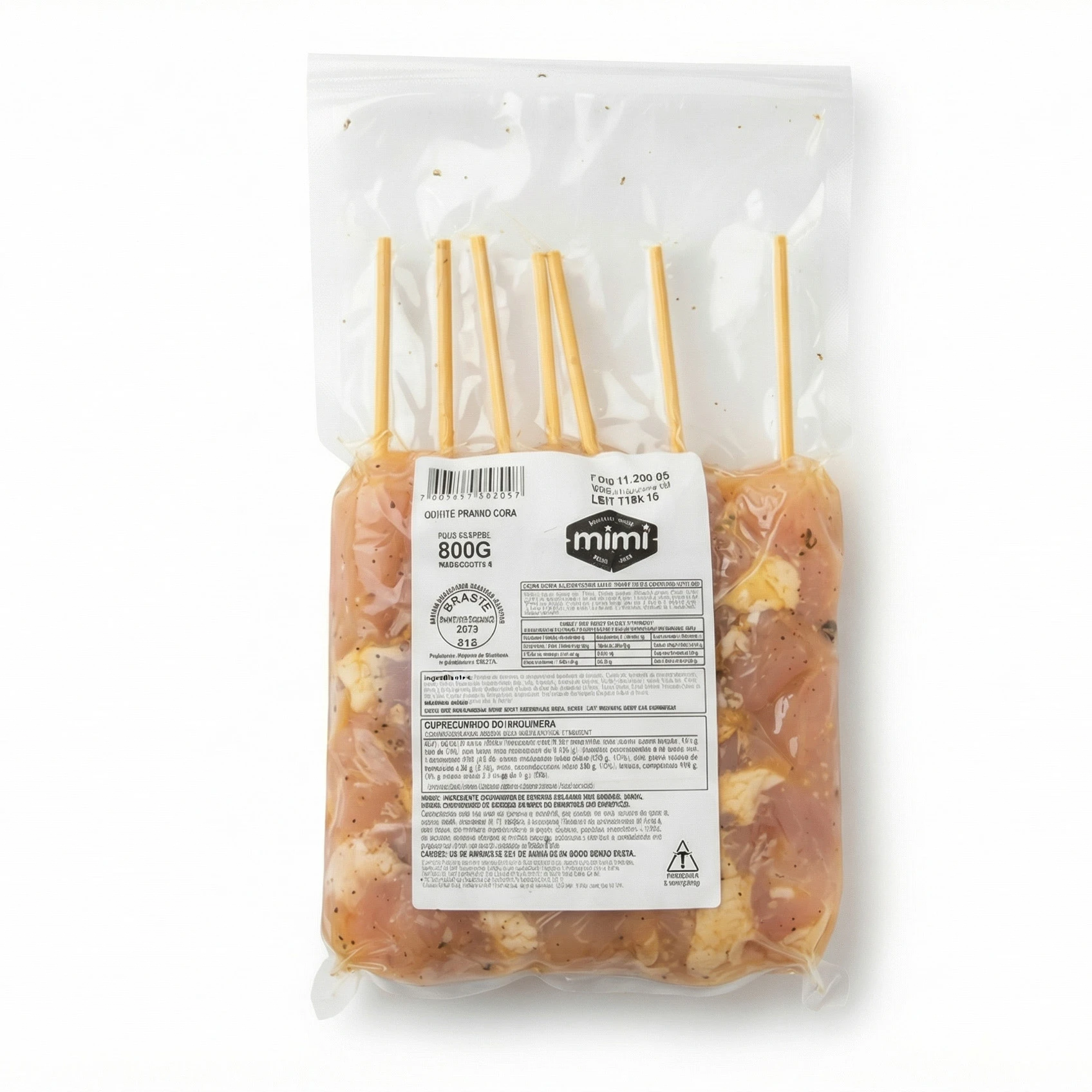 Espetinho Frango Coxa Mimi 800g (Pacote com 8 espetos)