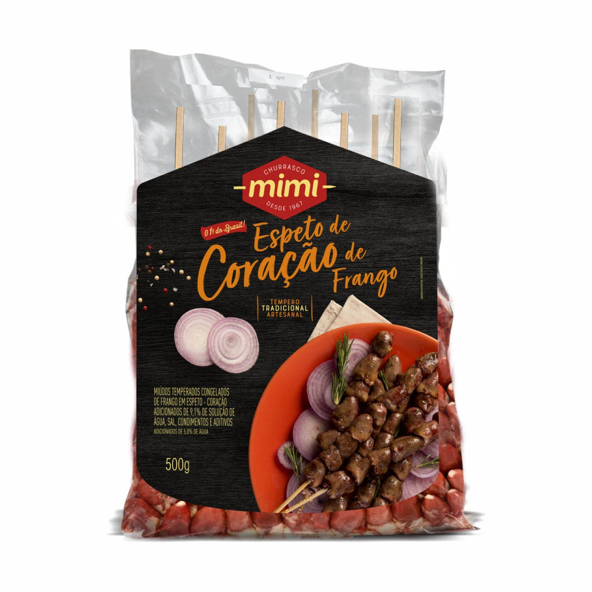Espetinho Coração de Frango Mimi 500g (Pacote com 7 espetos)