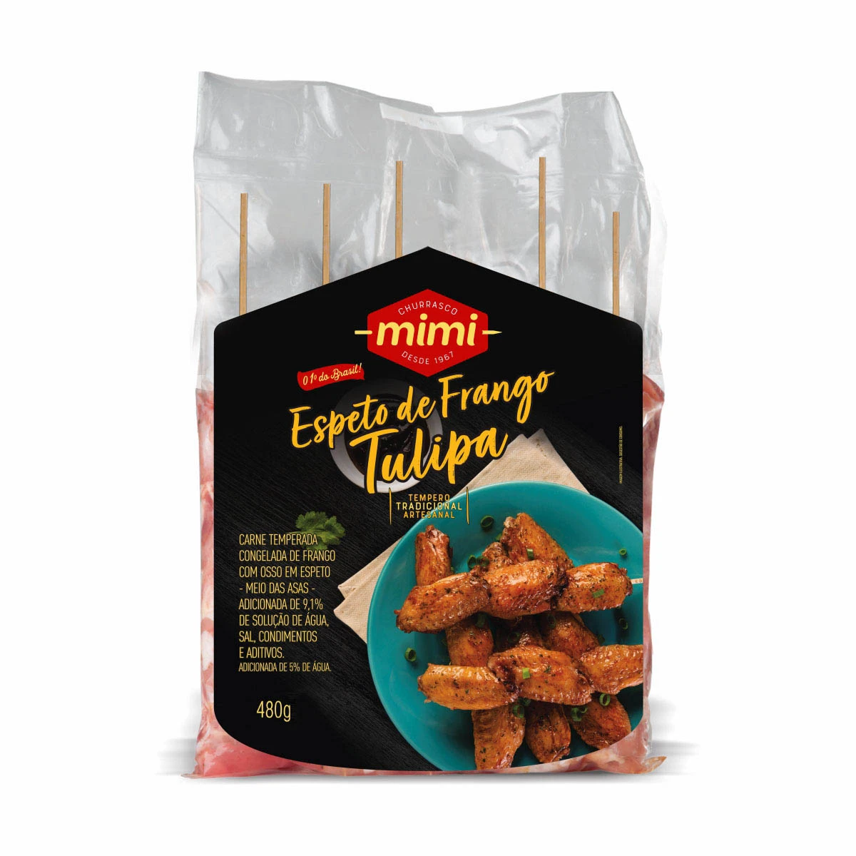 Espetinho Tulipa de Frango Mimi 480g (Pacote com 5 espetos)